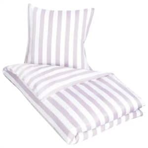 Sengetøj 240x220 cm - King Size - Lilla og hvidstribet sengesæt - 100% Bomuldssatin - Nordic Stripe dobbelt dynebetræk
