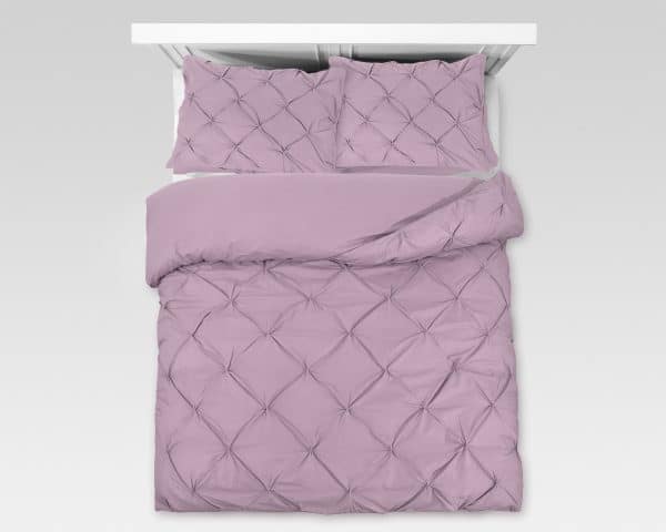 Kvadrat-mønstret sengesæt, lilla 200 x 220 cm