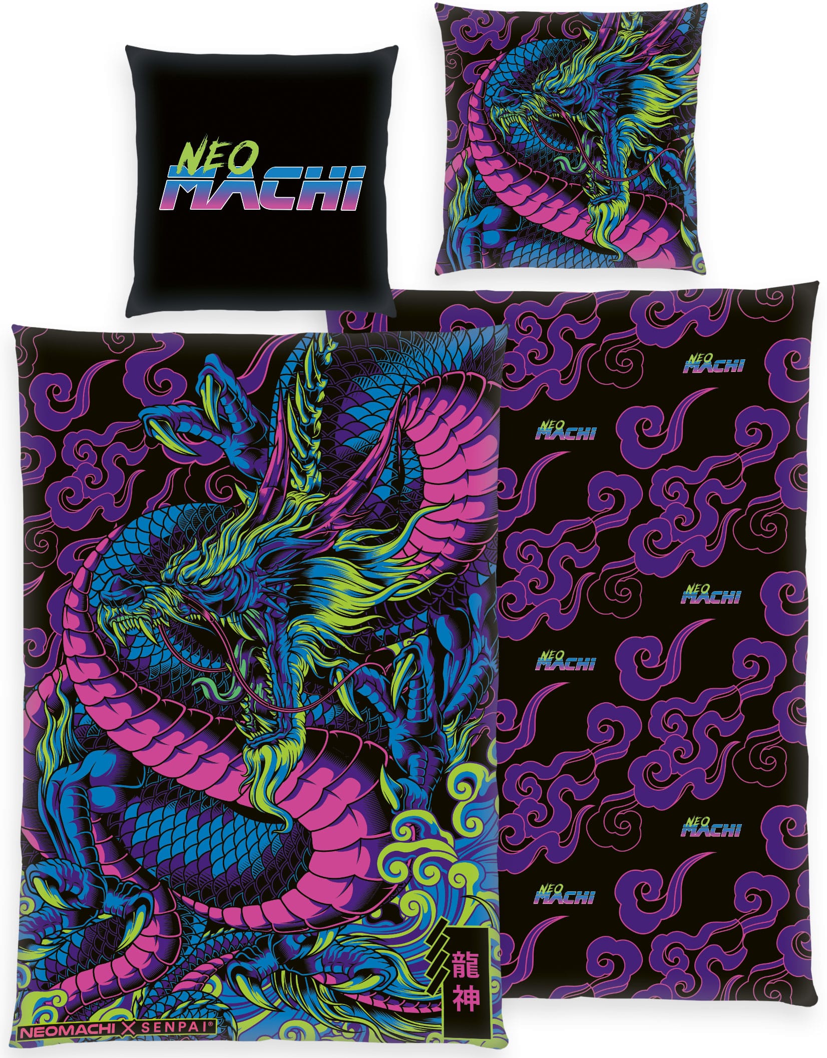 Neo Machi Dragon sengetøj 140 x 200 cm - 100 procent bomuld