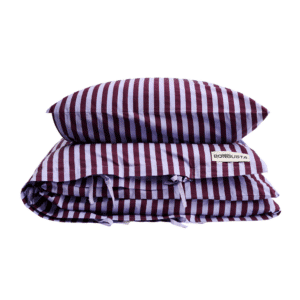 Percale sengesæt - Wine & Lavender blue